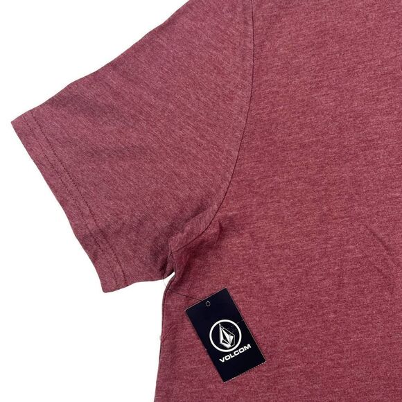 New Volcom Men US S Red T-Shirt Crew Neck Short Sleeve Logo Casual  Night Creep - Picture 6 of 9